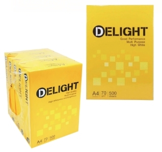 Delight กระดาษถ่ายเอกสาร 70 แกรม ขนาด A4 500 แผ่น สีขาว