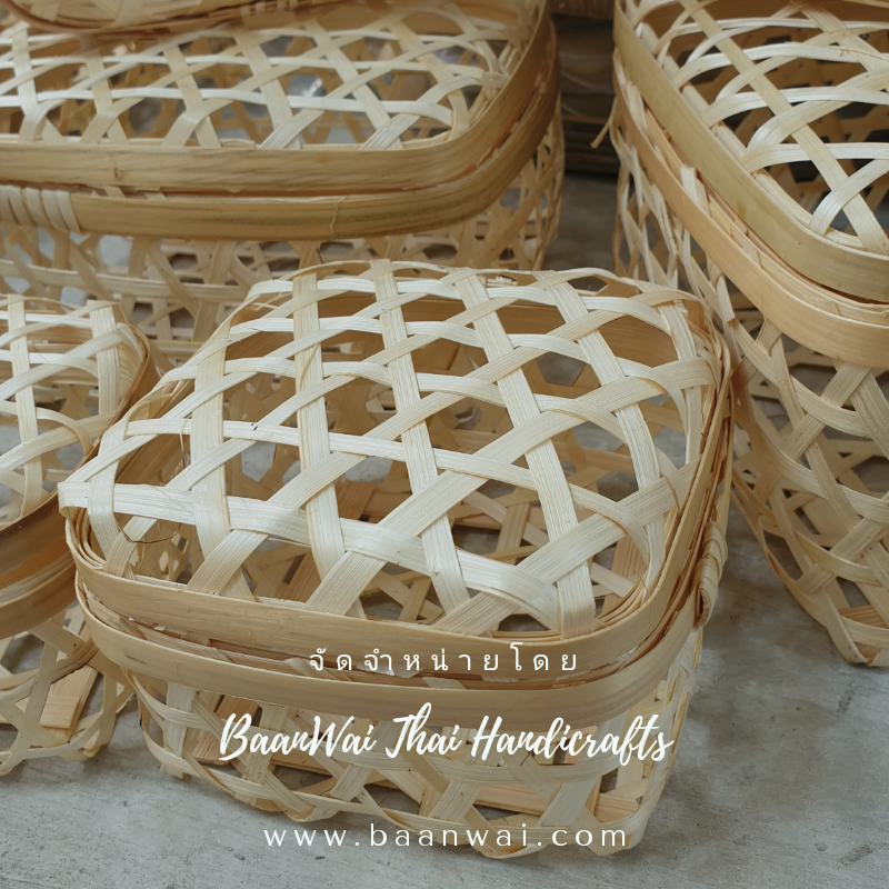 กล่องไม้ไผ่สาน ฝาปิด มี 5 ขนาด Size S 10*10 cm