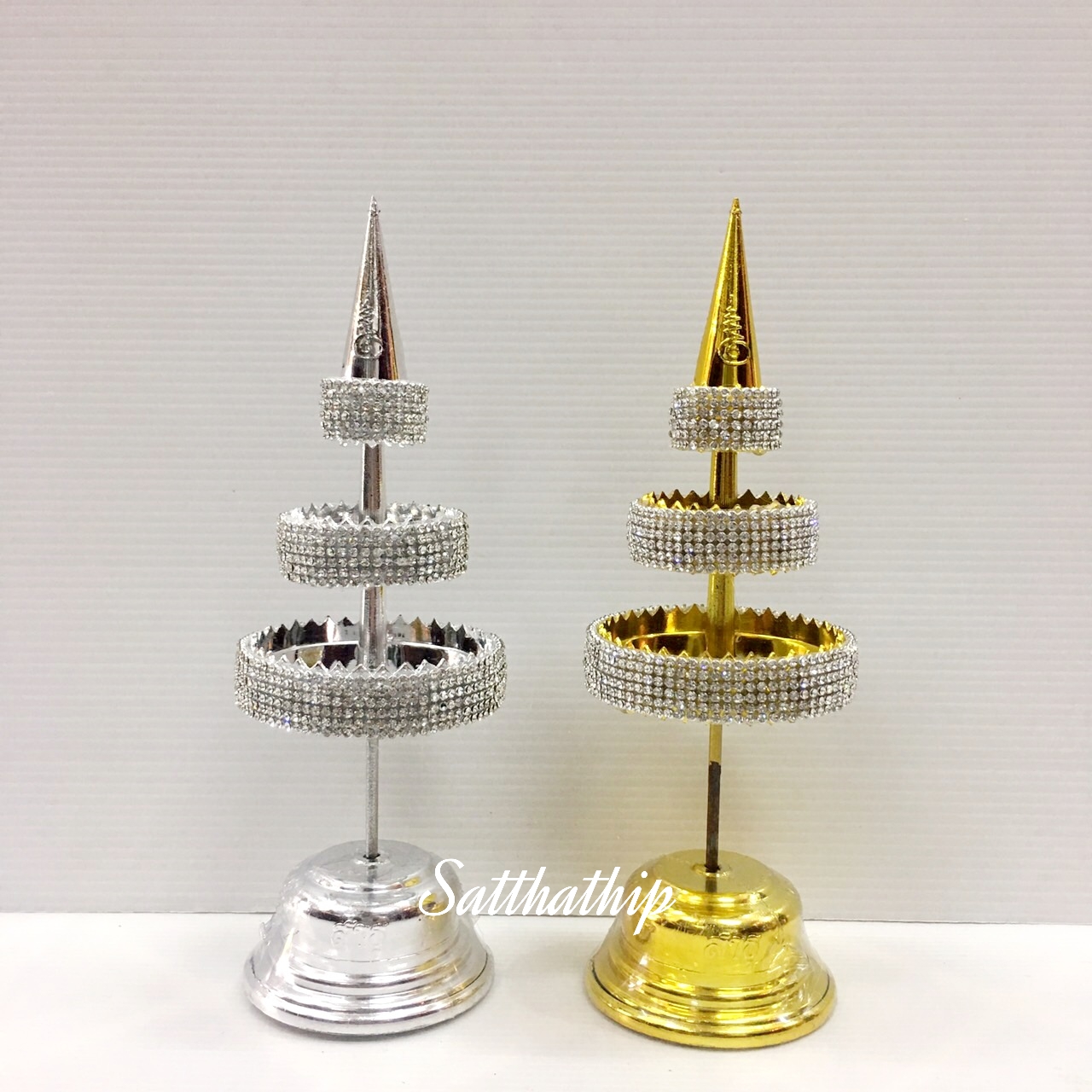 สูง 23 ซม. l ฉัตร - ฉัตรเงินทอง - ฉัตร 3 ชั้น