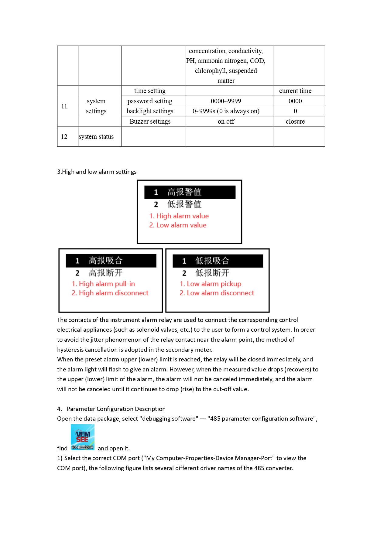เซ็นเซอร์วัดค่า PH ในน้ำ และวัดอุณหภูมิ พร้อมจอสำหรับดูค่า RealTime รอง RS-485 Modbus RTU เกรดอุตสาหกรรม แช่น้ำได้ Industrial PH Sensor สายยาว 5 เมตร(VMS Controller + conventional electrode (with temperature compensation))