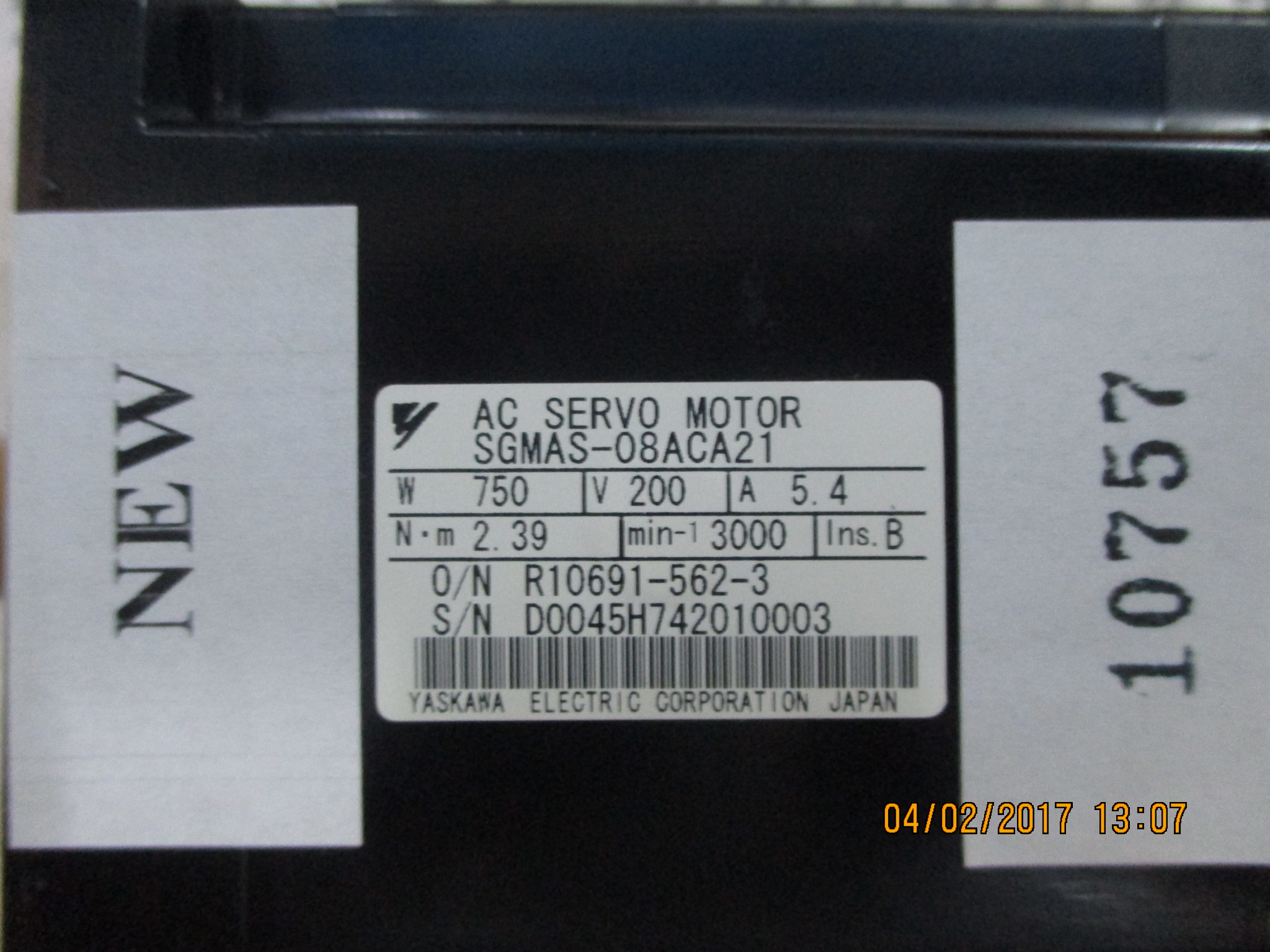 SGMAS-08ACA21 YASKAWA SERVO MOTOR
