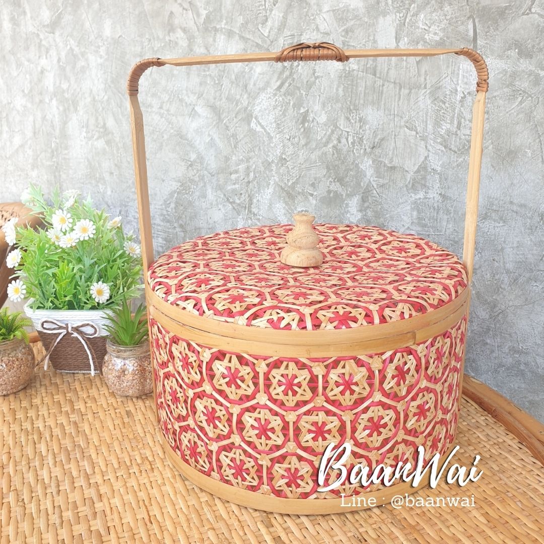 ปิ่นโตไม้ไผ่ ปิ่นโตชะลอม ขนาด 12 นิ้ว