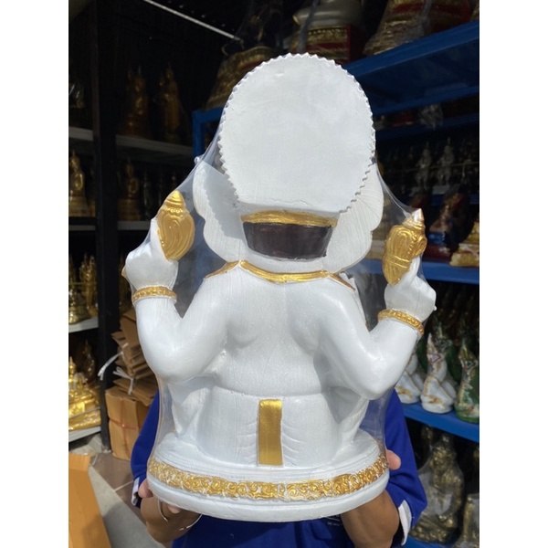 พระพิฆเนศ เทพเเห่งความสำเร็จ กว้าง9นิ้ว สูง18นิ้ว องค์ใหญ่สีขาว