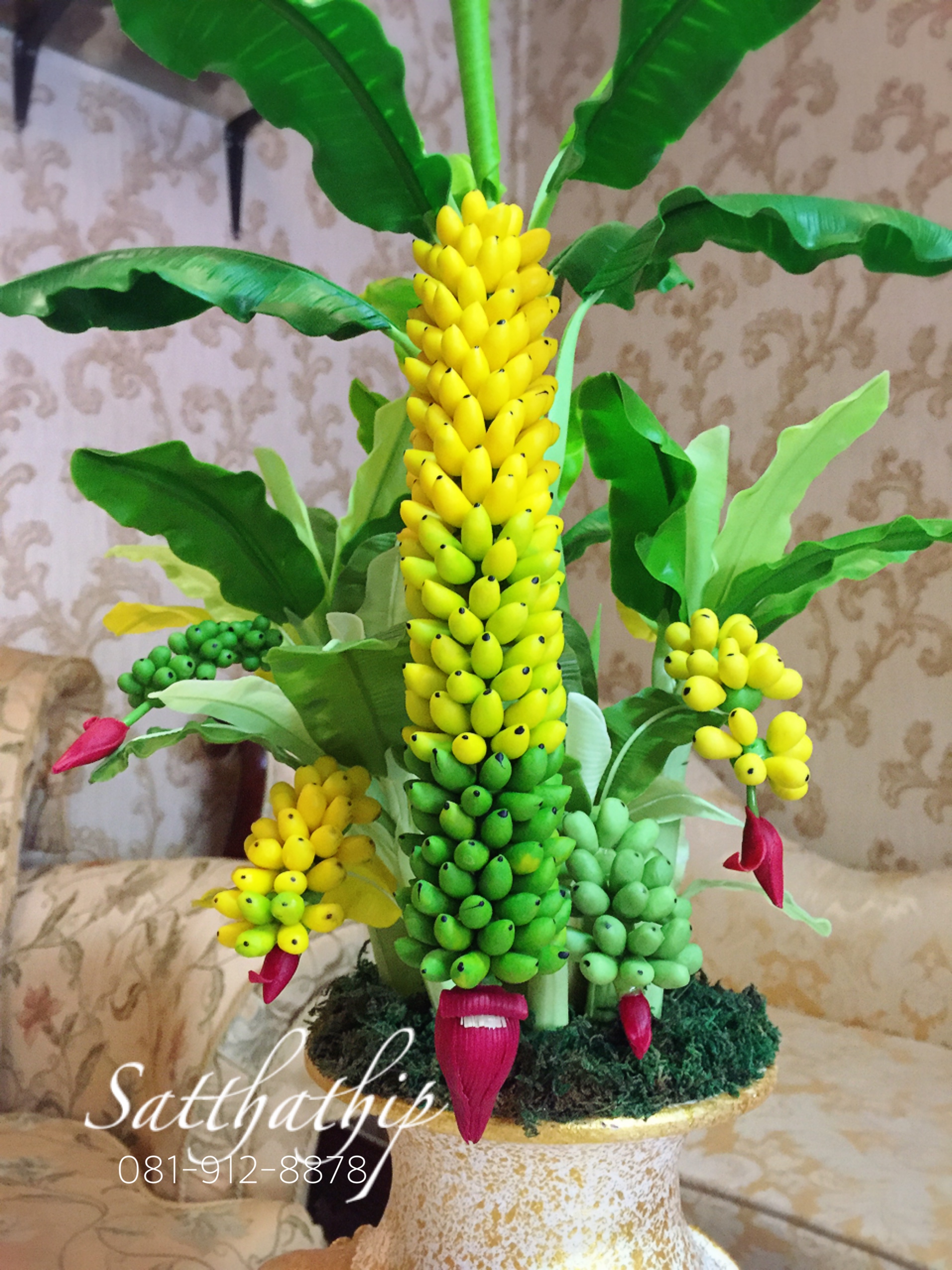 ต้นกล้วย - แจกันต้นกล้วยร้อยหวี ประดิษฐ์จากดิน - ฺBanana Tree