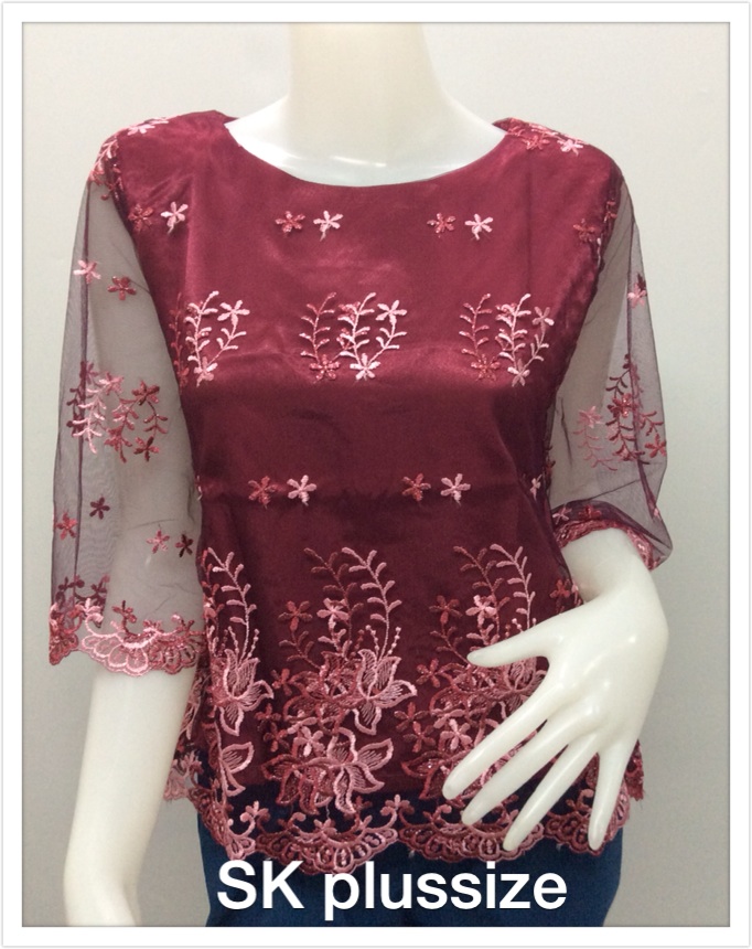 เสื้อลูกไมับุหงา สีแดงมะเหมี่ยว แขน 3 ส่วน รอบอก 38 นิ้ว