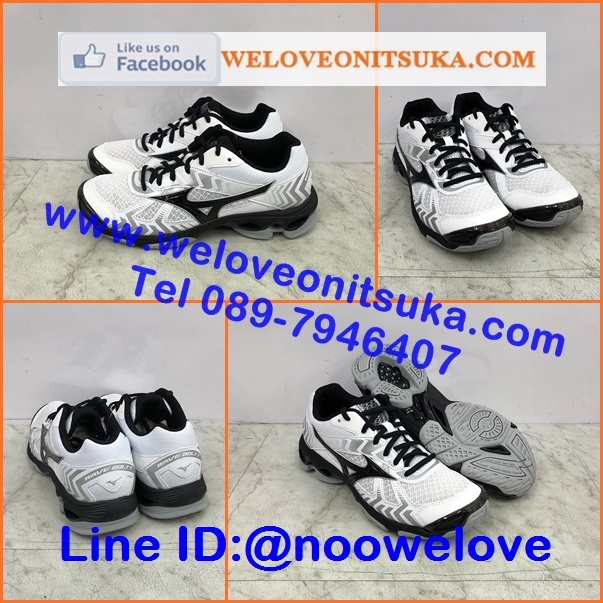 Mizuno Wave Bolt 7 สีขาวคาดดำ พื้นหนานุ่ม ใส่สบายเท้า ทรงสวย น่าใช้ V1GB186008