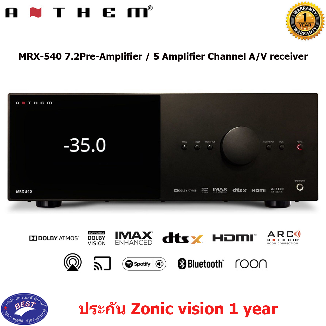 Anthem MRX-540 7.2 Pre-Amplifier / 5 Amplifier Channel A/V receive