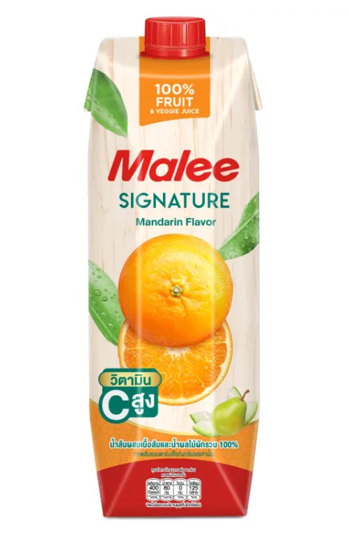 Malee Signature Mandarin Flavor 1 ltr. น้ำส้มผสมเนื้อส้มและน้ำผักผลไม้รวม 100 % 1 ลิตร (05-6349-10)