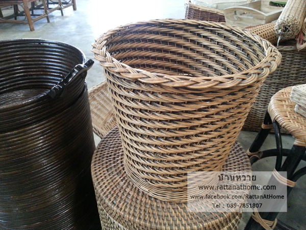 ถังขยะหวาย ตะกร้าหวายใส่ขยะ