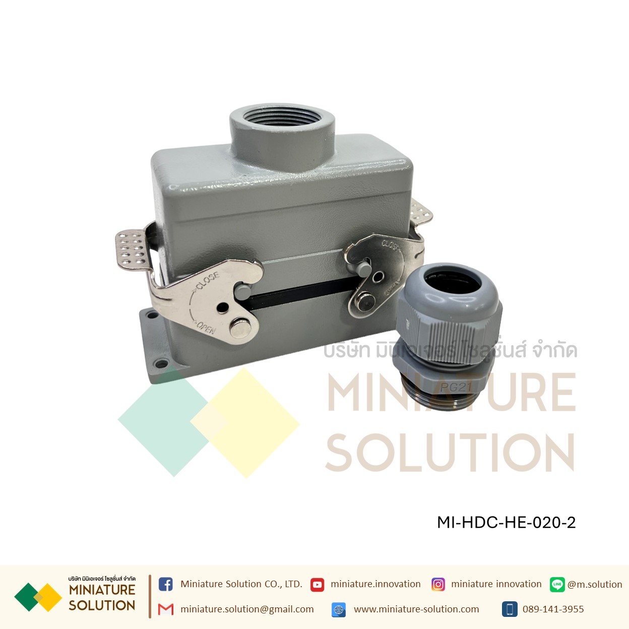 ปลั๊กเชื่อมต่อใช้สำหรับงานหนัก Heavy Duty Connectors Power แบบขันสกรู 16A 500V HDC-HE-4/6/10/16/20/24/32/48 Core กันน้ำ