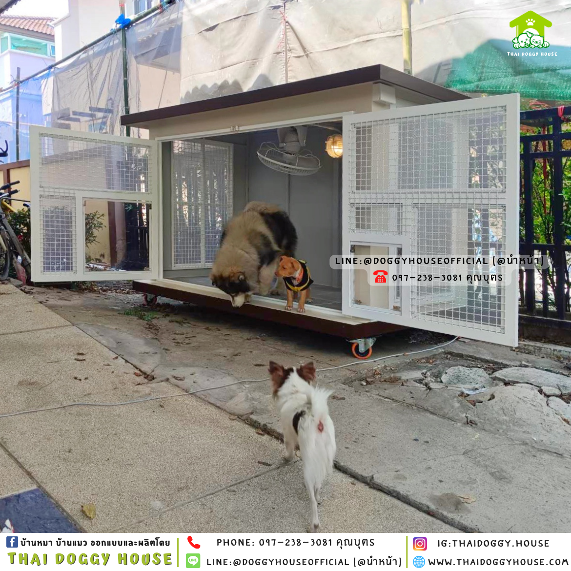 บ้านหมา ติดพัดลม มีมุ้งลวด +ตะแกรงเหล็ก 𝑩𝑶𝑿 𝑺𝑻𝒀𝑳𝑬