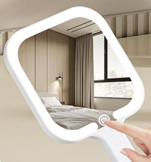 กระจกด้ามจับ,กระจกแต่งหน้า,กระจก,กระจกสกรีนโลโก้,ของแจก,กระจกพกพาไฟLED,กระจกLED