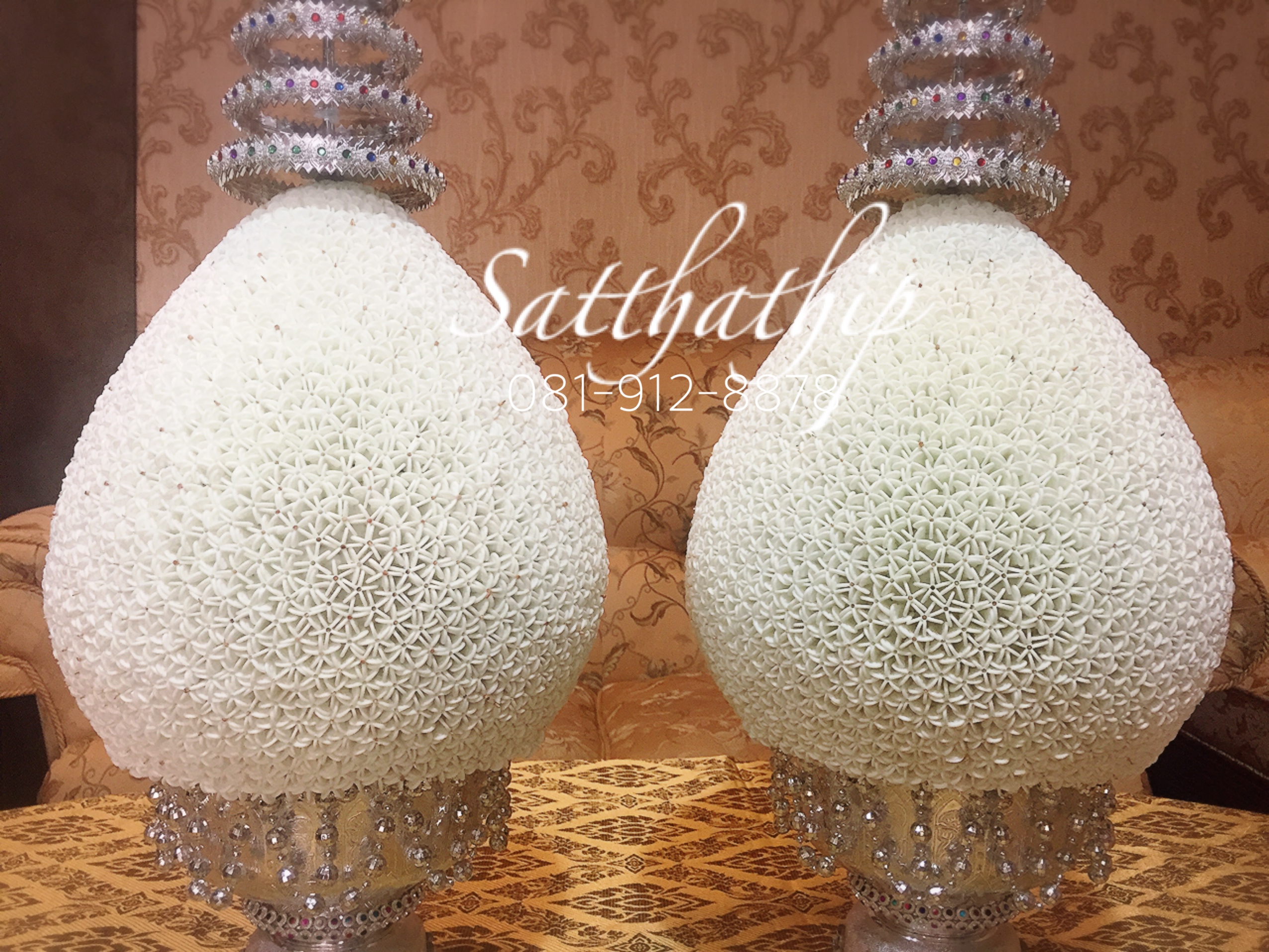 พานพุ่ม - พานพุ่มสักการะ - พานพุ่มดอกรัก - พานพุ่มดอกรักประดิษฐ์ (พลาสติก) - พานพุ่มสีขาว - Panpum