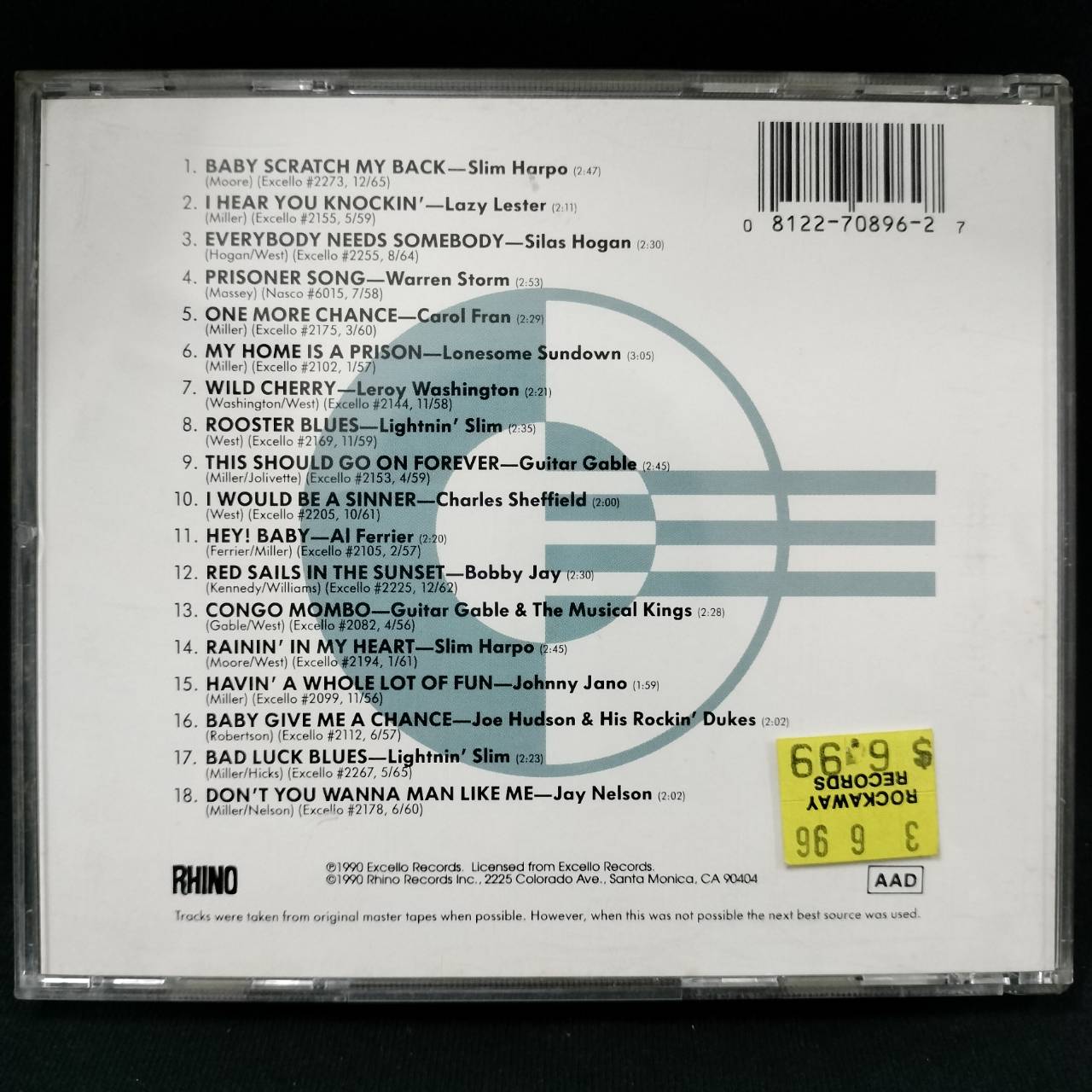 Various – Excello Records Vol. 1 - Sound Of The Swamp / USA / ปกในมีจุดเหลือง / แผ่นดี