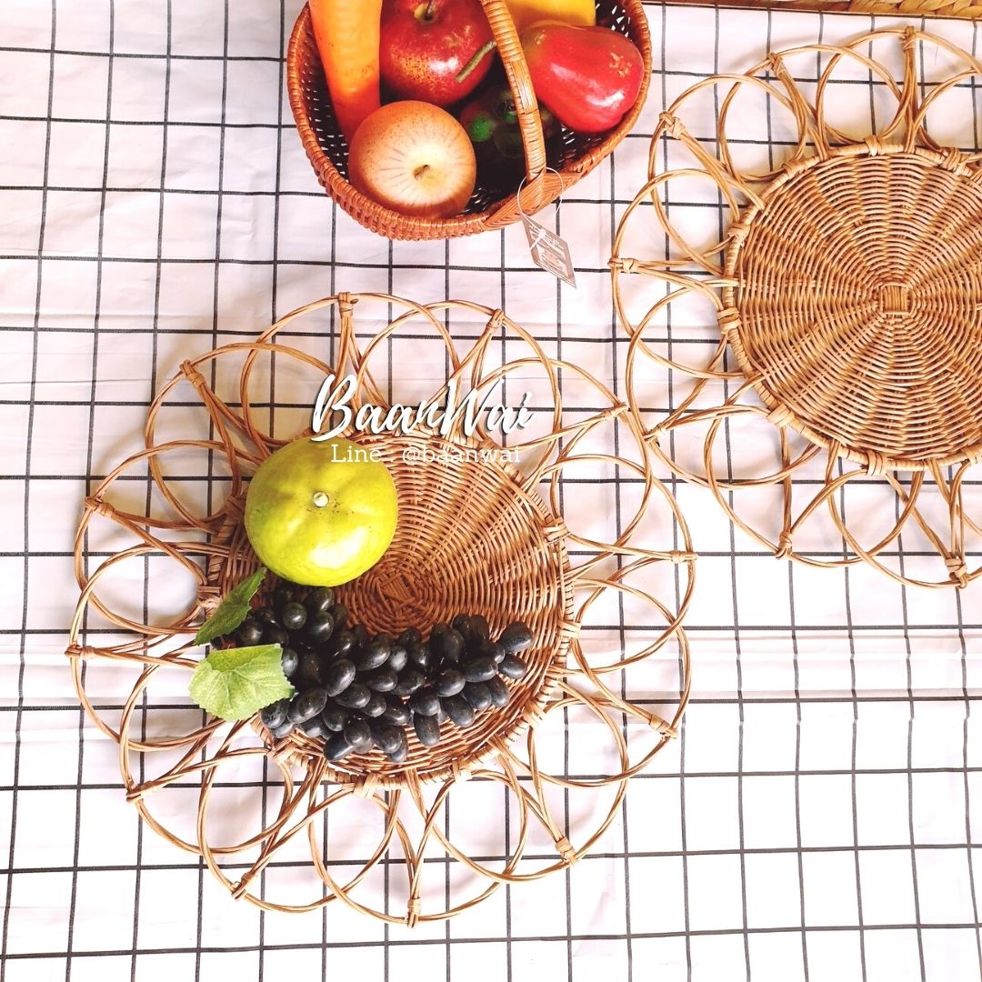 แผ่นรองจานหวาย แผ่นตกแต่งผนัง แผ่นรองหวาย ทรงกลม