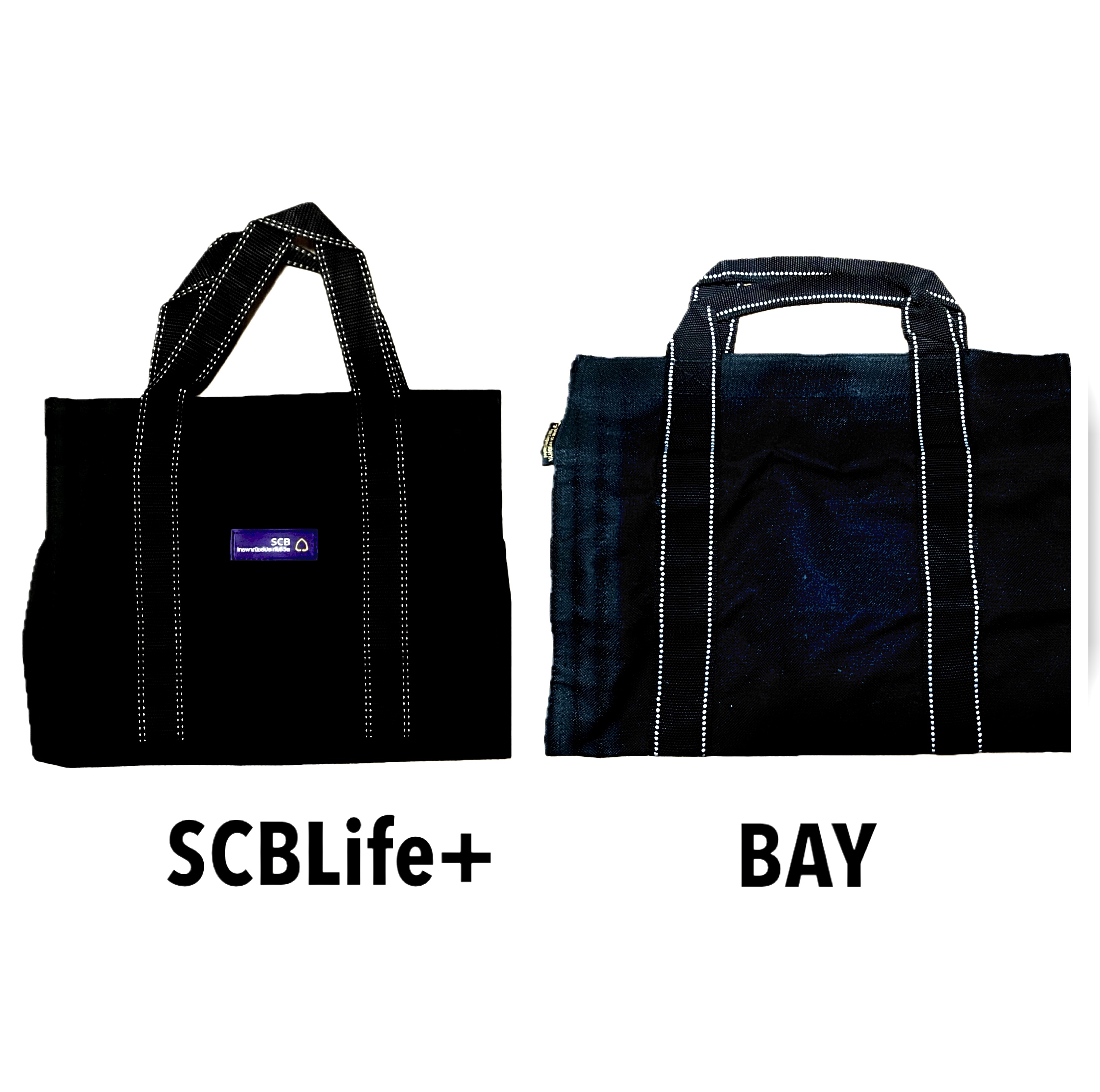 กระเป๋าผ้าดิบ สีดำ SCBLife+ & BAY ขนาด กฺxยxส 6x12x10 inch