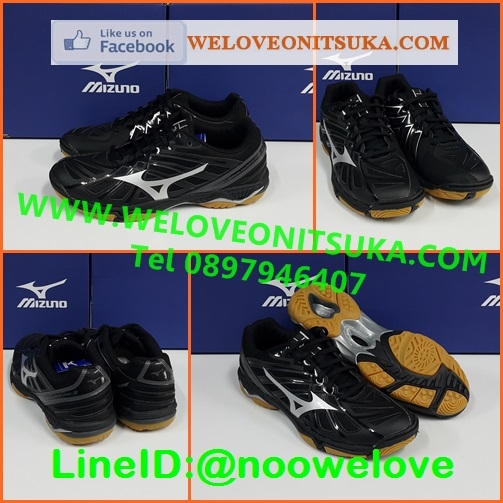 Mizuno Wave Hurricane 3 สีดำคาดเงิน รองเท้ากีฬา Indoor ยอดนิยม สีสวย ชัดเจน พื้นหนานุ่ม ใส่สบายเท้า V1GA174003