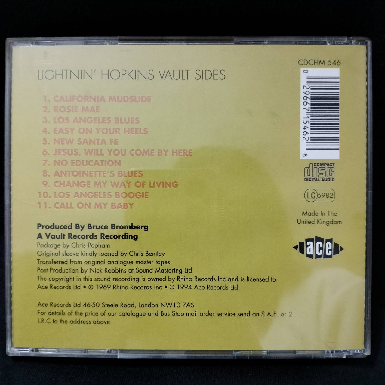 Lightning Hopkins – California Mudslide (And Earthquake) / UK / ปกในมีจุดเหลือง / มีรอยบ้าง