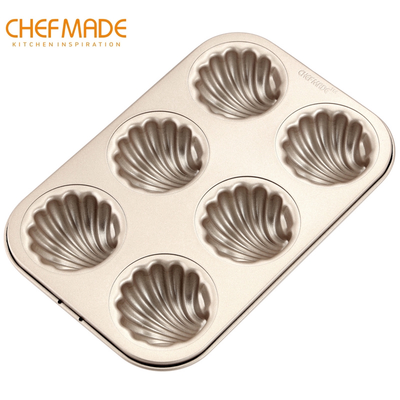 Chef Made WK 9113- 6 cup non stick Madeleine Pan พิมพ์เปลือกหอย 6 ช่อง (11-8159)
