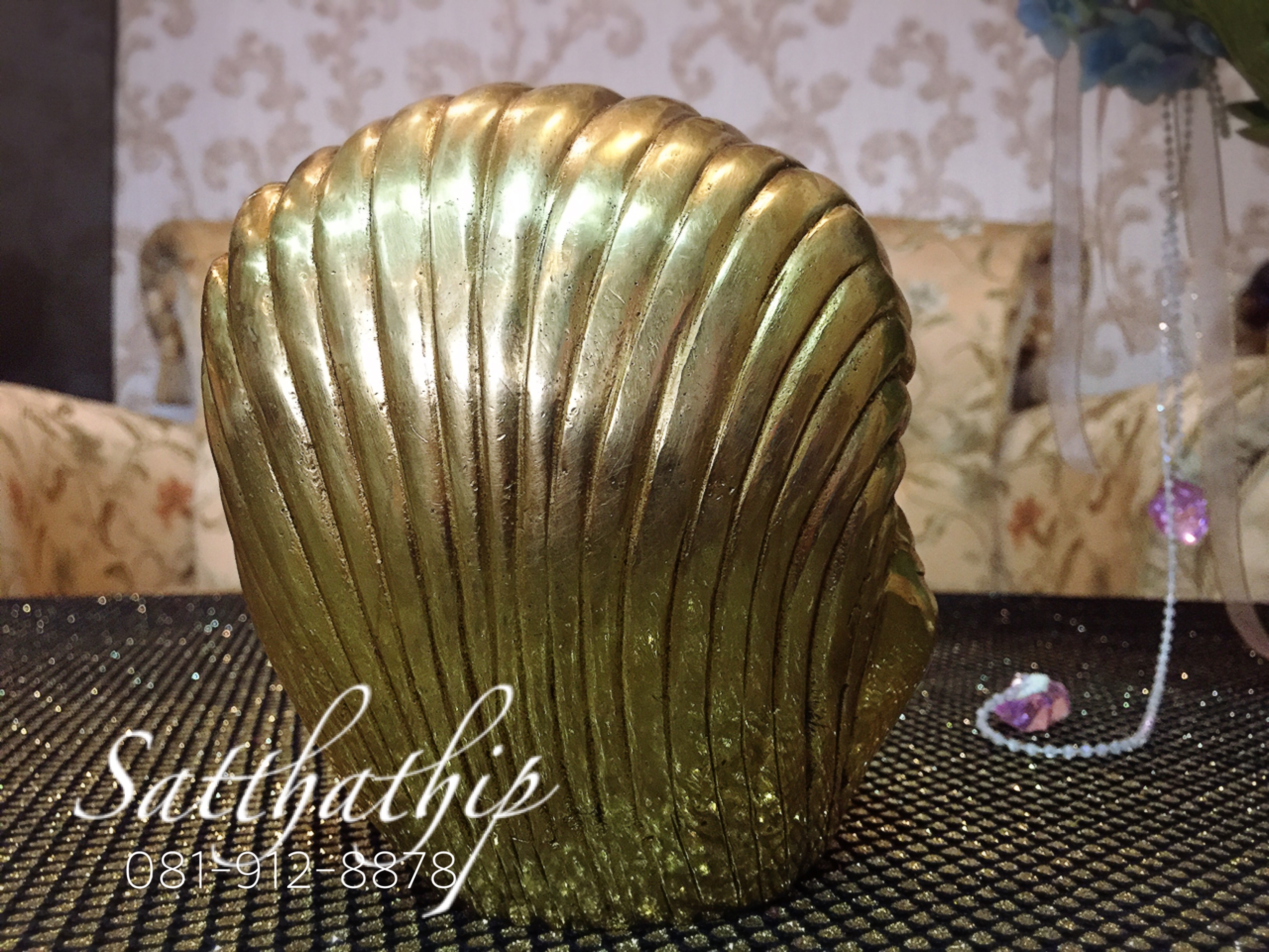 พระพิฆเนศปาง พระรีนาโมจัน คณปติ ประทับหอย (Runamochana Ganapati) (ทองเหลือง) ผลิตและนำเข้าจากอินเดีย - Ganesha: Lord of Success