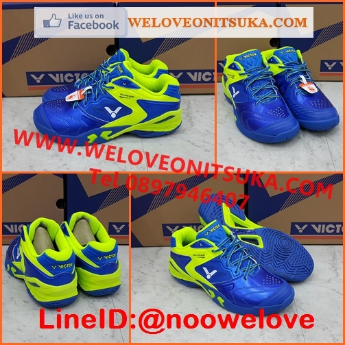 Victor SH-P9200 สีน้ำเงินตัดเขียวสะท้อนแสง รองเท้าแบดมินตัน ซัพพอร์ทอย่างดี มีปุ่มกันพลิกด้านข้าง หรูหรา น่าใช้ ใส่สบายเท้า SH-P9200FG
