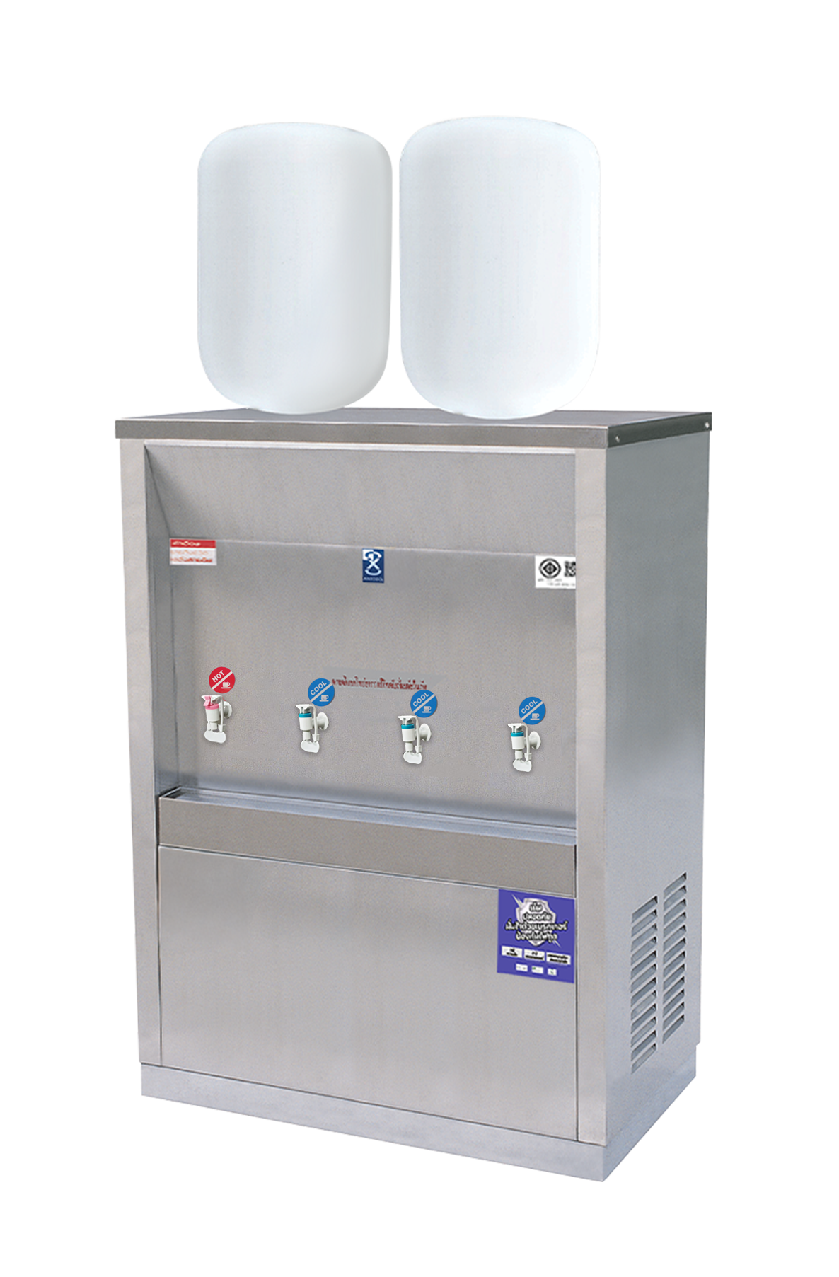 ตู้ทำน้ำร้อน น้ำเย็นสแตนเลส แบบเติมน้ำ รังผึ้ง รุ่น MCH-4P-1 (ไม่รวมถังน้ำ)