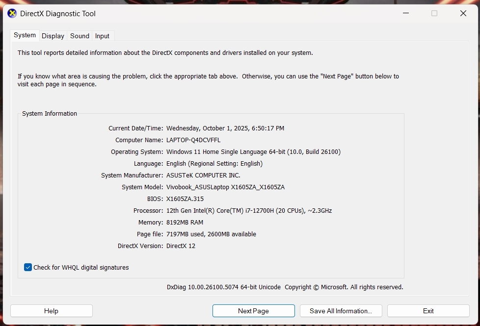 Asus Vivobook 16 X1605ZA-MB758WF