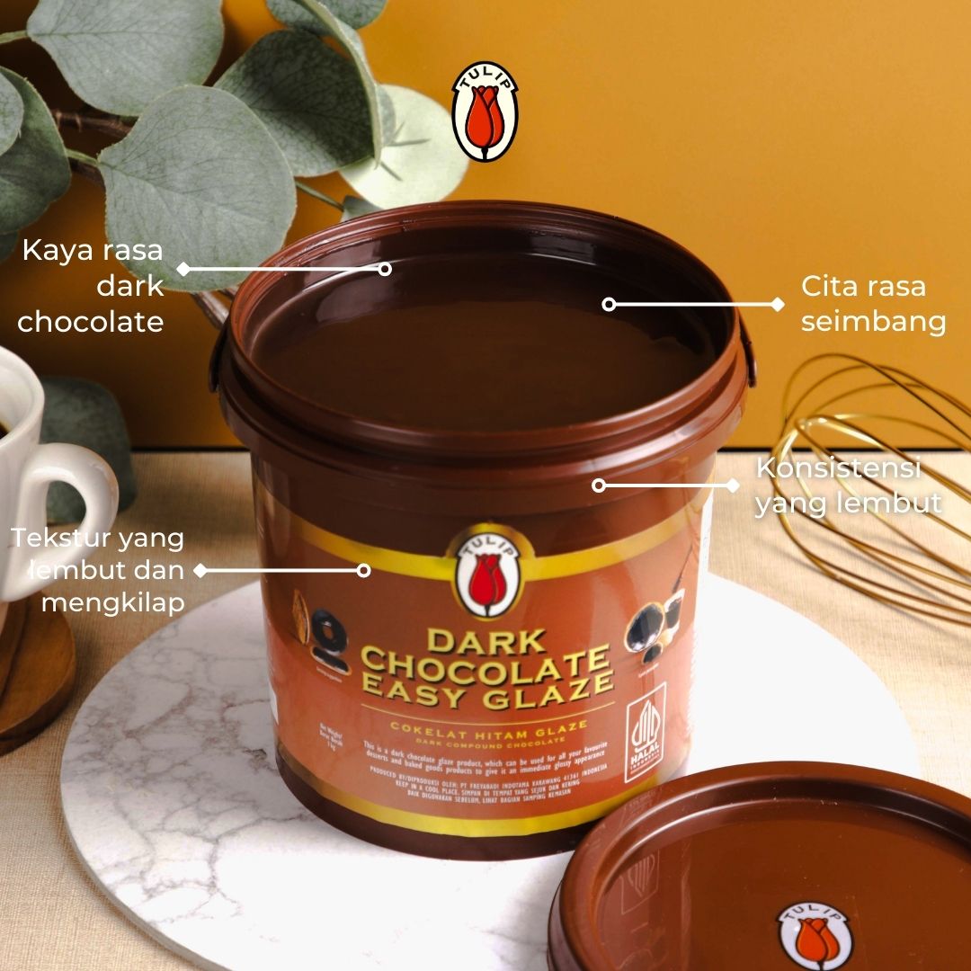 Tulip Easy Glaze Dark Chocolate ทิวลิป อีซี่เกลซ ดาร์คช็อคโกแลต 1 kg. (05-8588)