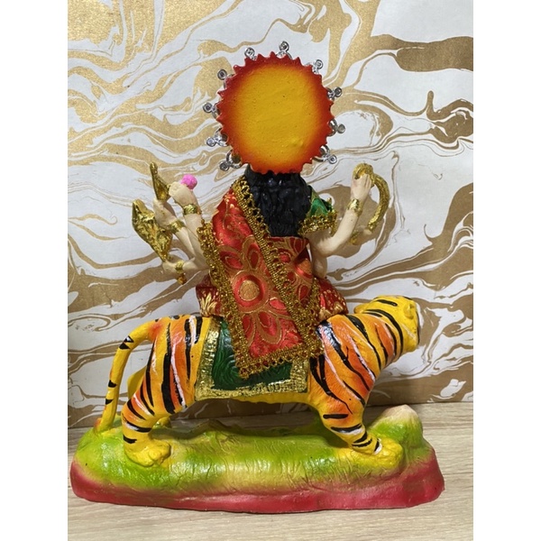 พระเเม่อุมาขี่เสือ พระเเม่ทุรคาปราบมาร ห่มผ้า สูง17นิ้ว