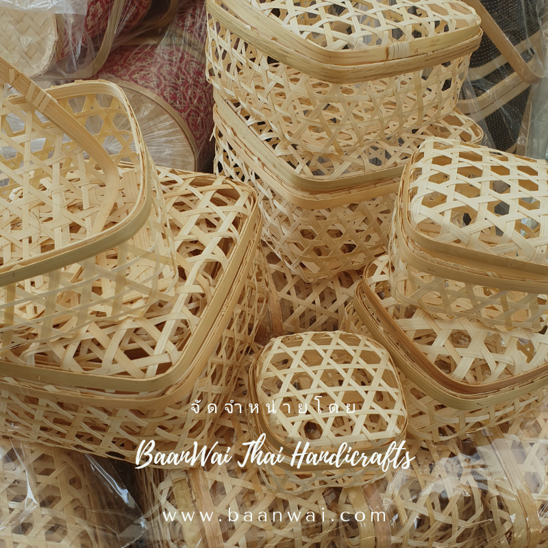 กล่องไม้ไผ่สาน ฝาปิด มี 5 ขนาด Size S 10*10 cm