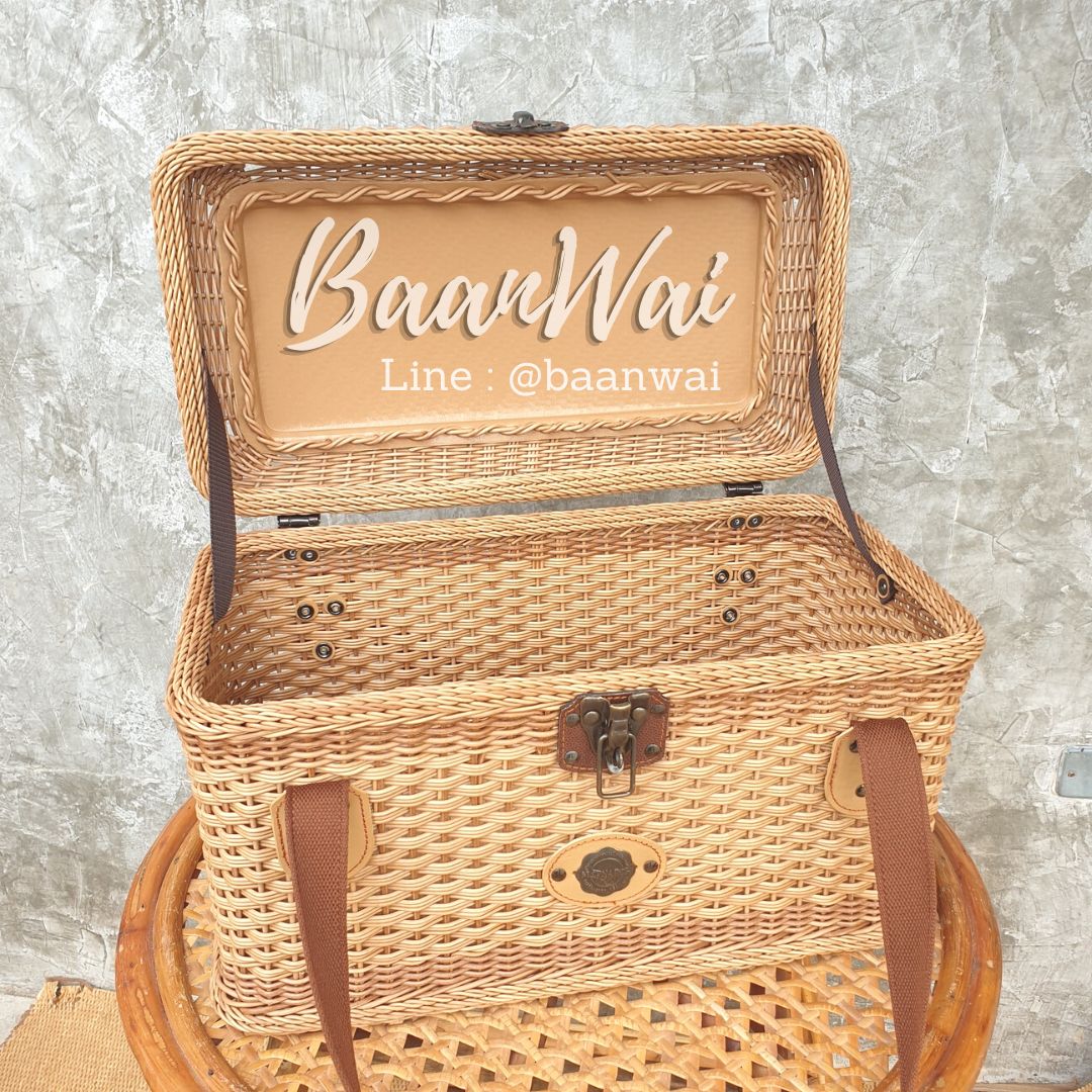 ตะกร้าเอนกประสงค์ ตะกร้าหวายเทียม ปิคนิคหวายเทียม