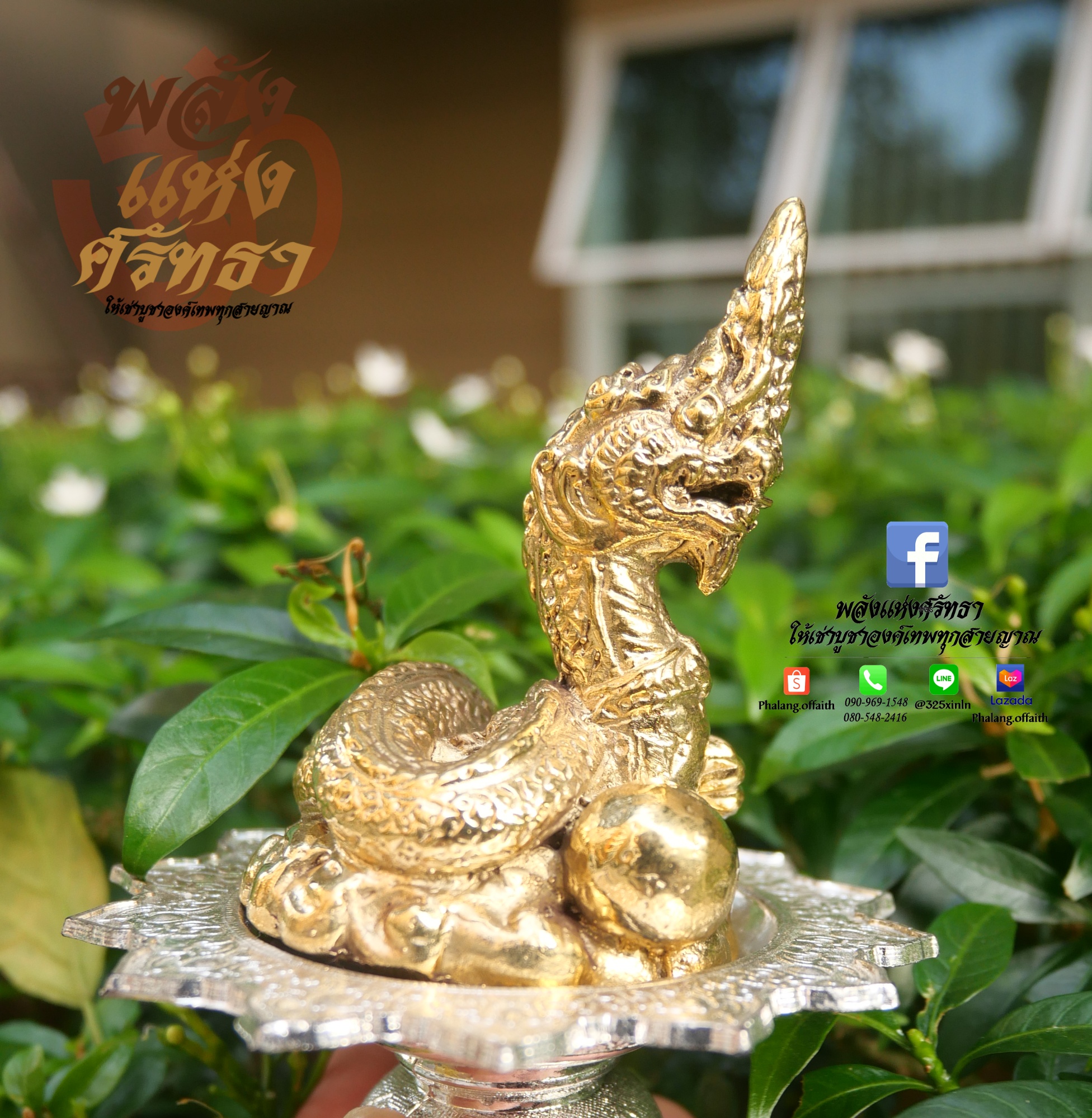 พญานาคราช พญานาคโชคลาภ เจ้าแห่งทรัพย์ l เนื้อทองเหลือง สูง 3 นิ้วพร้อมส่ง
