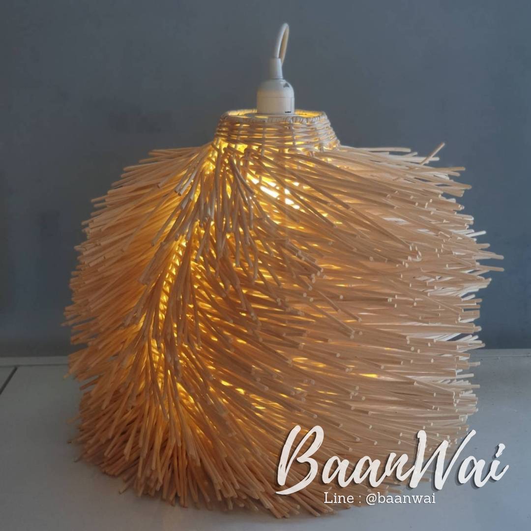 โคมไฟหวาย ฟอกขาว ทรงปะการัง