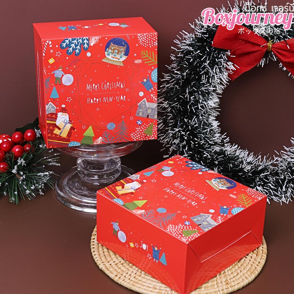 กล่อง Snack Box เล็ก ลาย Merry Joy ห่อ 20 ใบ กว้าง 12.7 x ยาว 12.7 x สูง 6.5 ซม.(09-8228)