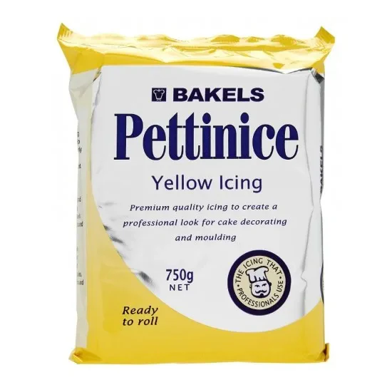 Bakels Pettinice Icing Yellow เบเกล เพททิไนซ์ แผ่นน้ำตาลคลุมหน้าขนม สีเหลือง 750 g. (05-9063)