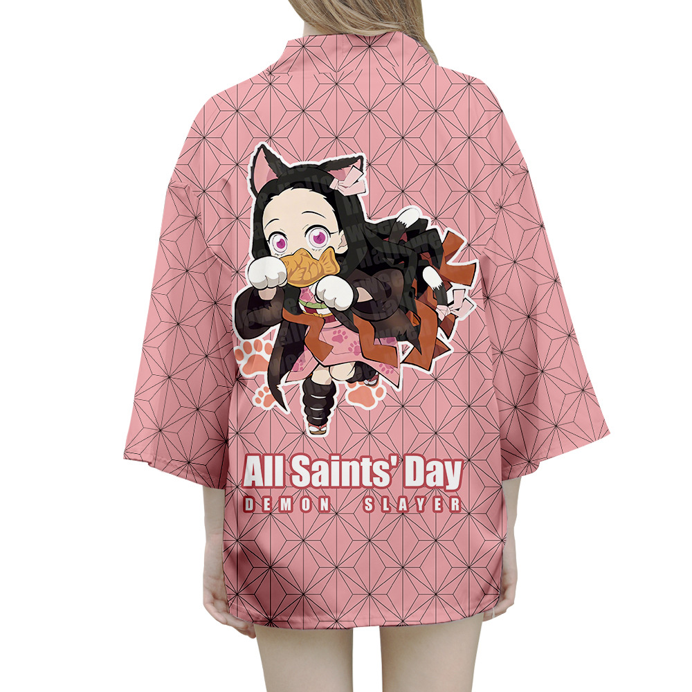 เสื้อคลุมดาบพิฆาตอสูรเนซึโกะด้านหลังมีลายการตูน (พร้อมส่ง)KIMETSU NO YAIBA
