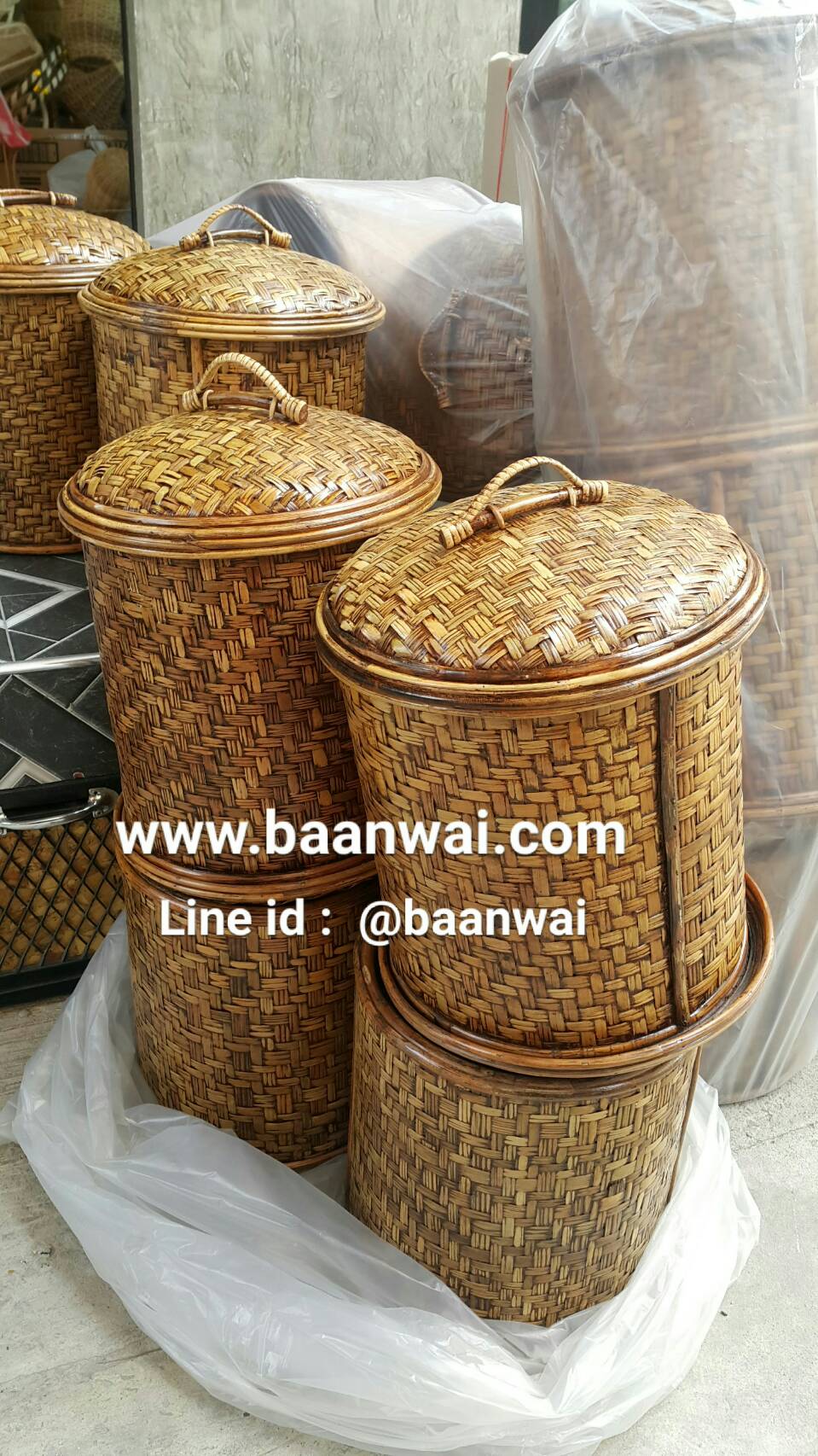 ตะกร้าผ้า หวายแท้ ถังหวายใส่ผ้า ตะกร้าผ้าซัก