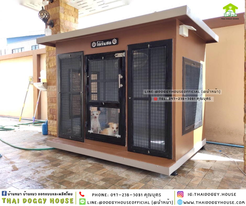 🏡บ้านหมา ติดพัดลม มีมุ้งลวด แบบบ้าน 𝐁𝐎𝐗 𝐒𝐓𝐘𝐋𝐄✨