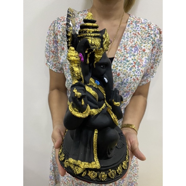 พระพิฆเนศปางประทานพร องค์สีดำขลัง กว้าง8นิ้ว สูง16นิ้ว