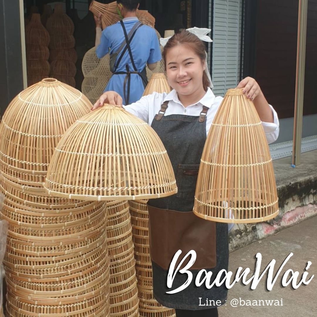 โคมไฟไม้ไผ่ ทรงสุ่มกลม