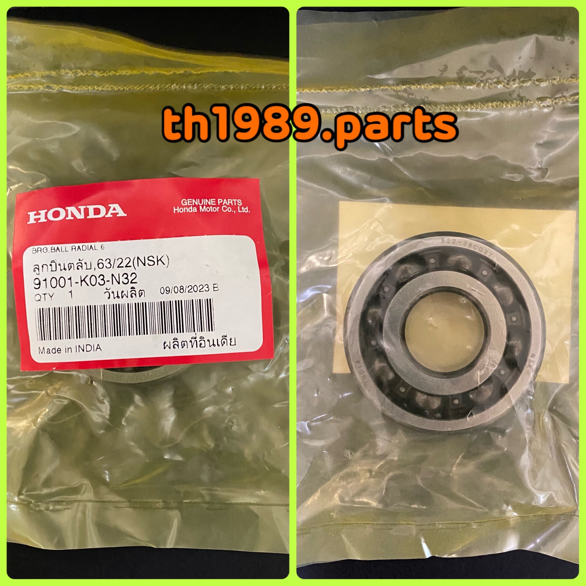 91001-K03-N32 ลูกปืนตลับ, 63/22 (NSK) WAVE110I 2018-2020 , SUPER CUB 2018-2019 อะไหล่แท้ HONDA