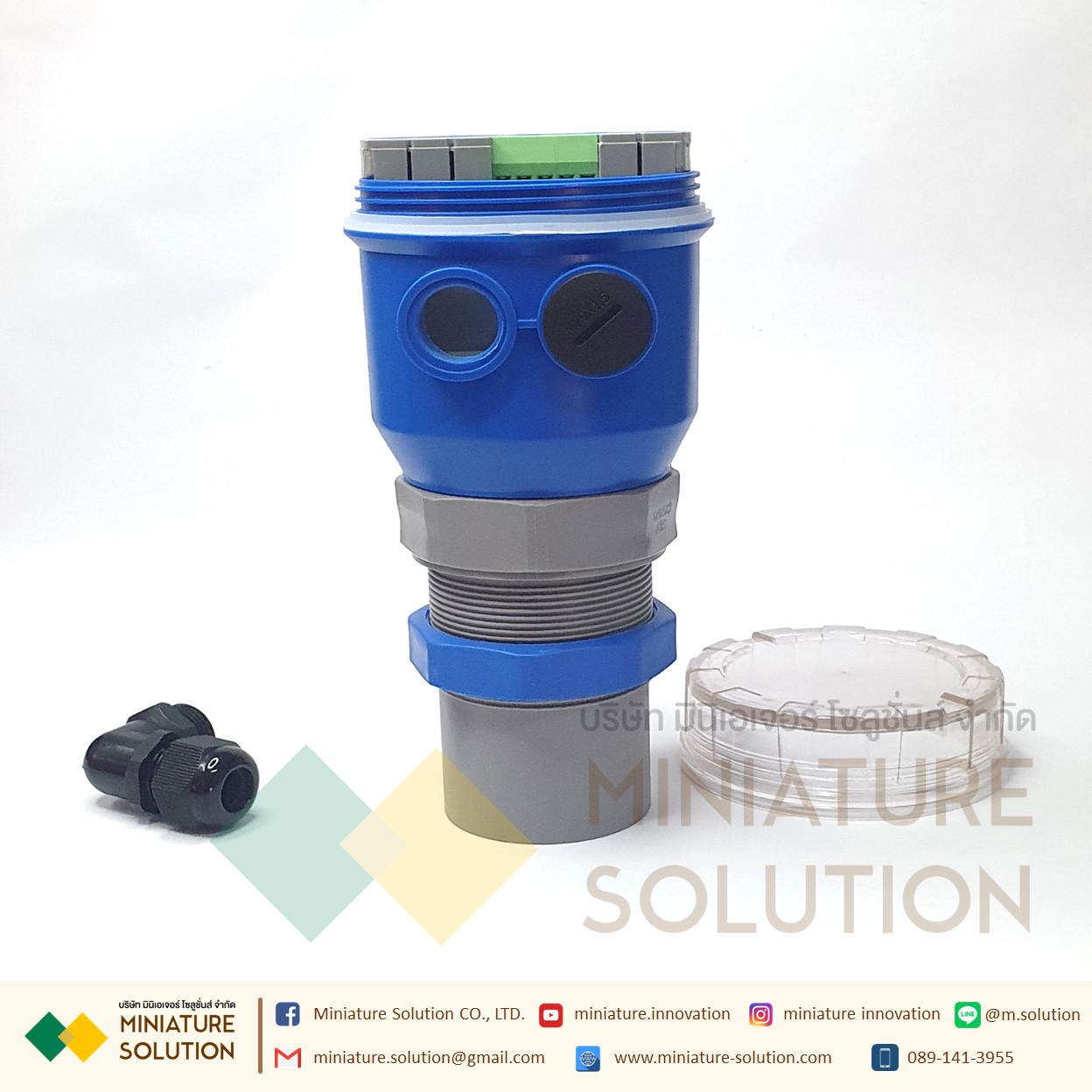 เครื่องวัดระดับของเหลว แบบอัลตร้าโซนิค ส่งสัญญาณ Analog 4-20mA เซนเซอร์วัดความลึกในถังน้ำหรือของเหลว ใช้ในการวัดระดับของเหลวที่ต้องการทราบระดับของของเหลวภายในถังหรือบ่อ Ultrasonic Liquid Level Sensors (SZY-102-AO2) (0-10M) (24VDC)(4-20mA)