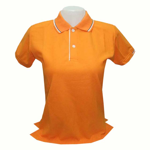 เสื้อโปโลหญิงสีส้ม ปกสีส้ม