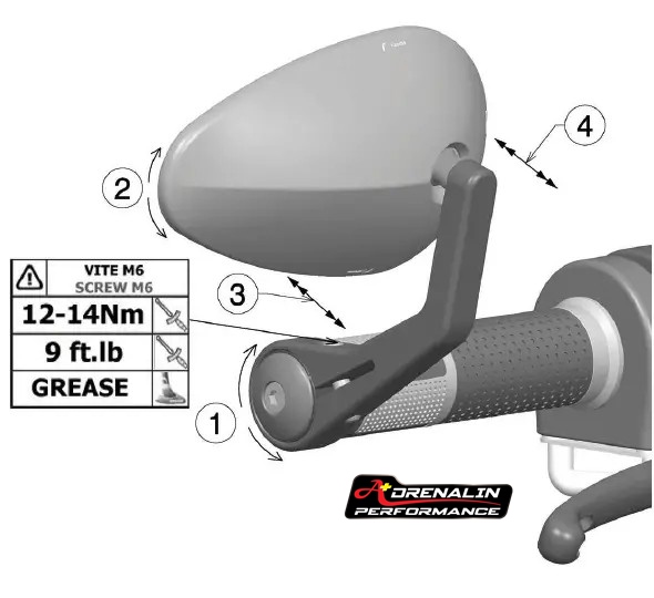 กระจกปลายแฮนด์ รุ่น Reverse Radial ติดตั้งปลายแฮนด์ จาก Rizoma ราคาข้างละ มาพร้อมตุ้มปลายแฮนด์