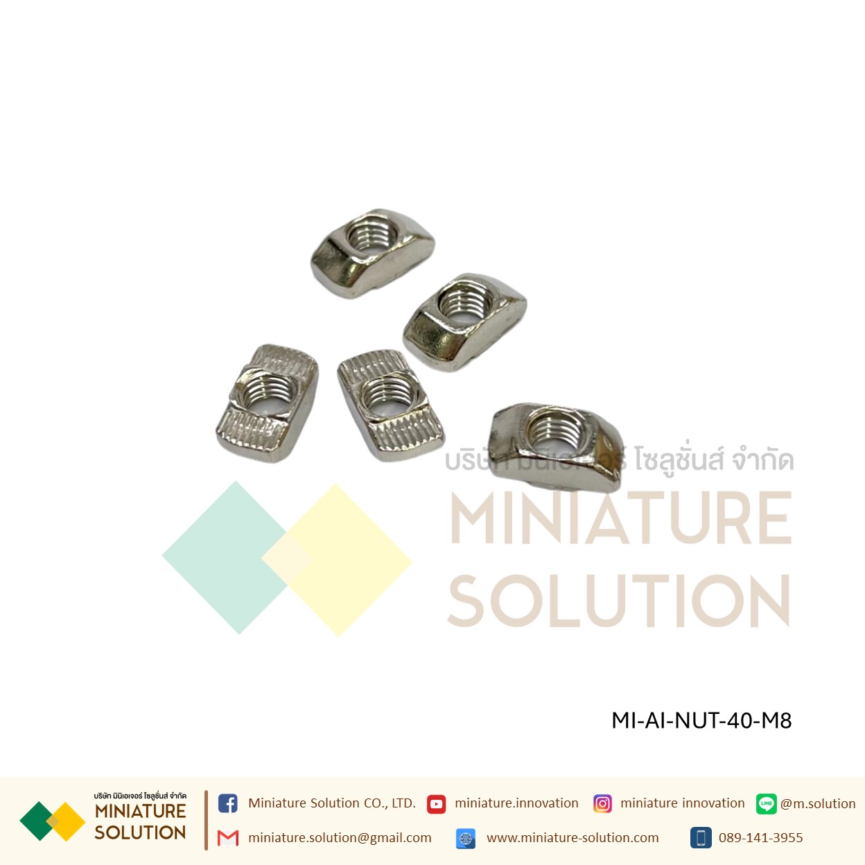 Free-Nut, T-Nut สำหรับสำหรับยึดงานอลูมิเนียมโปรไฟล์ T-type nut aluminum profile (ขนาด 20/30/40 M5/6/8T)