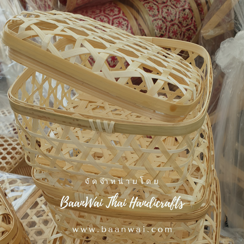 กล่องไม้ไผ่สาน ฝาปิด มี 5 ขนาด Size S 10*10 cm