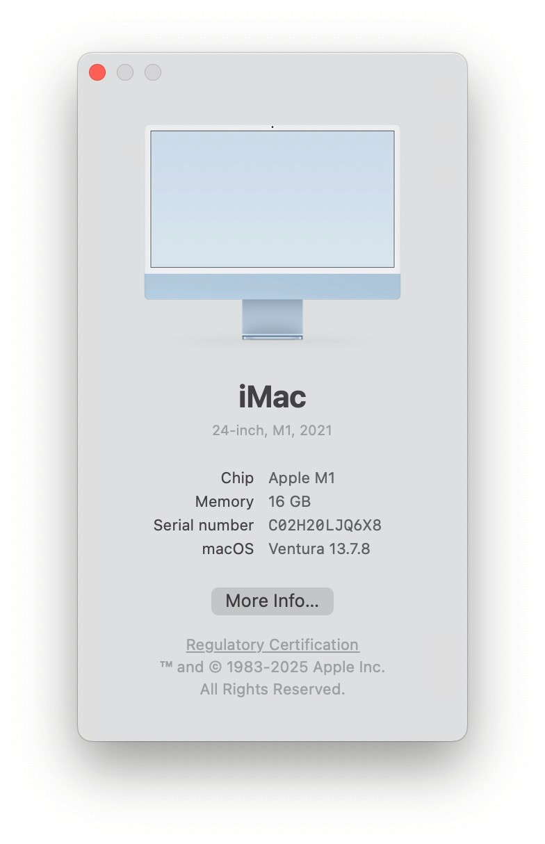 iMac (24 นิ้ว, M1, ปี 2021) 16/256GB สี Blue