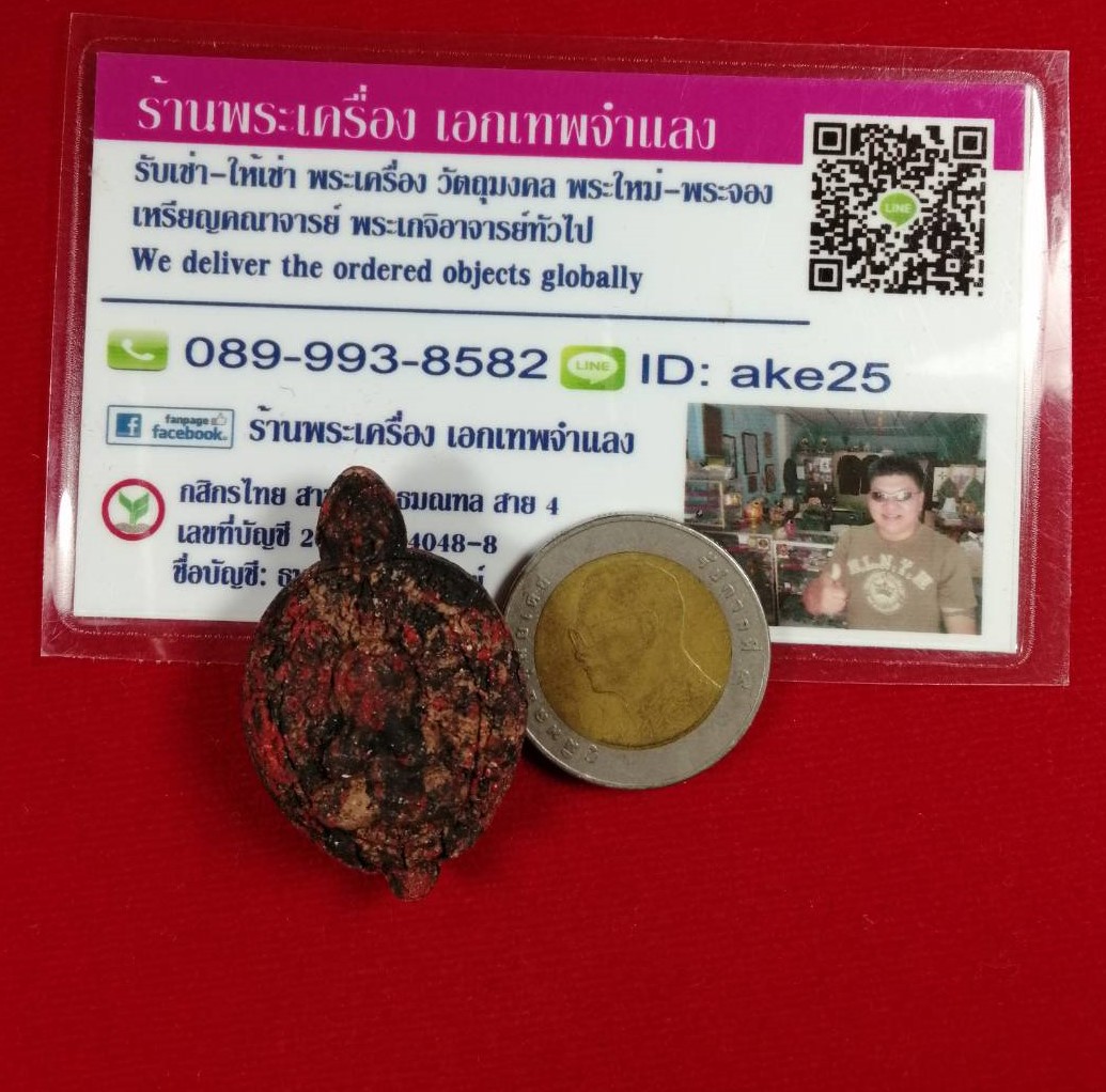 พญาเต่าเลือน(1) หลังพระปิดตาภควัมปติ รุ่น ขุมทรัพย์เขาอ้อ อาจารย์เปลี่ยน หัทยานนท์ เนื้อก้นครก ปี 2559