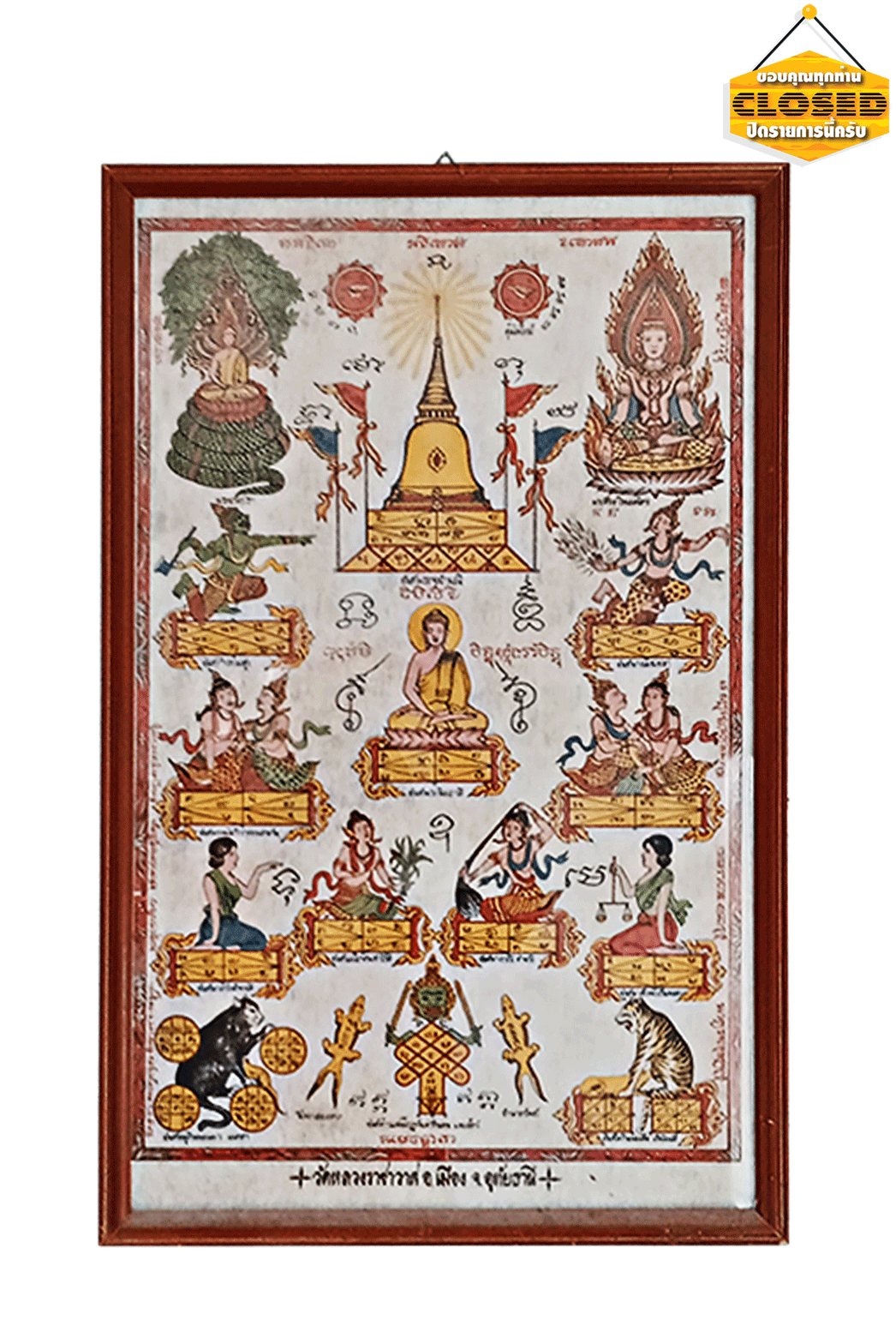 กระดาษยันต์กระดาษสา พระพุทธนิมิตร รุ่นแรก รุ่นเดียว หลวงปู่ตี๋ วัดหลวงราชาวาส อุทัยธานี พร้อมกรอบบูชา ขนาด40*60cm.กระดาษยันต์มือ1