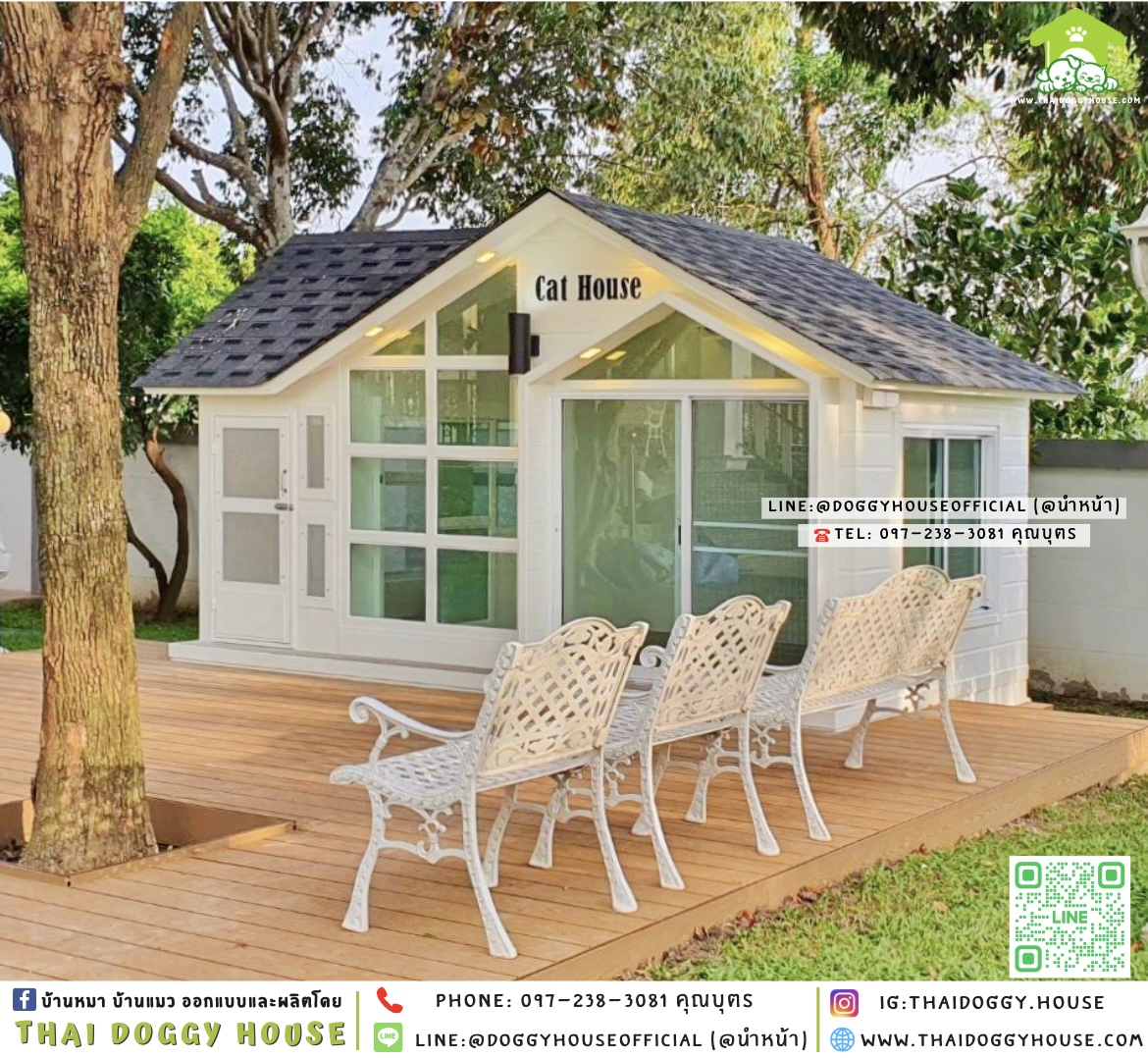 🏡บ้านแมว รองรับการติดแอร์ แบบบ้าน 𝐍𝐨𝐫𝐝𝐢𝐜 𝐬𝐭𝐲𝐥𝐞🌳☁️🌞